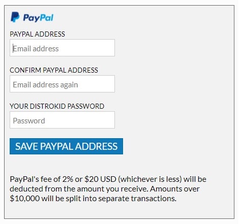 distrokid trasferimento paypal